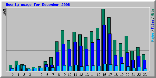 Hourly usage for December 2008
