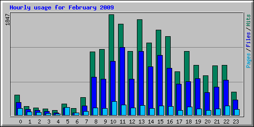 Hourly usage for February 2009