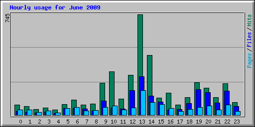 Hourly usage for June 2009